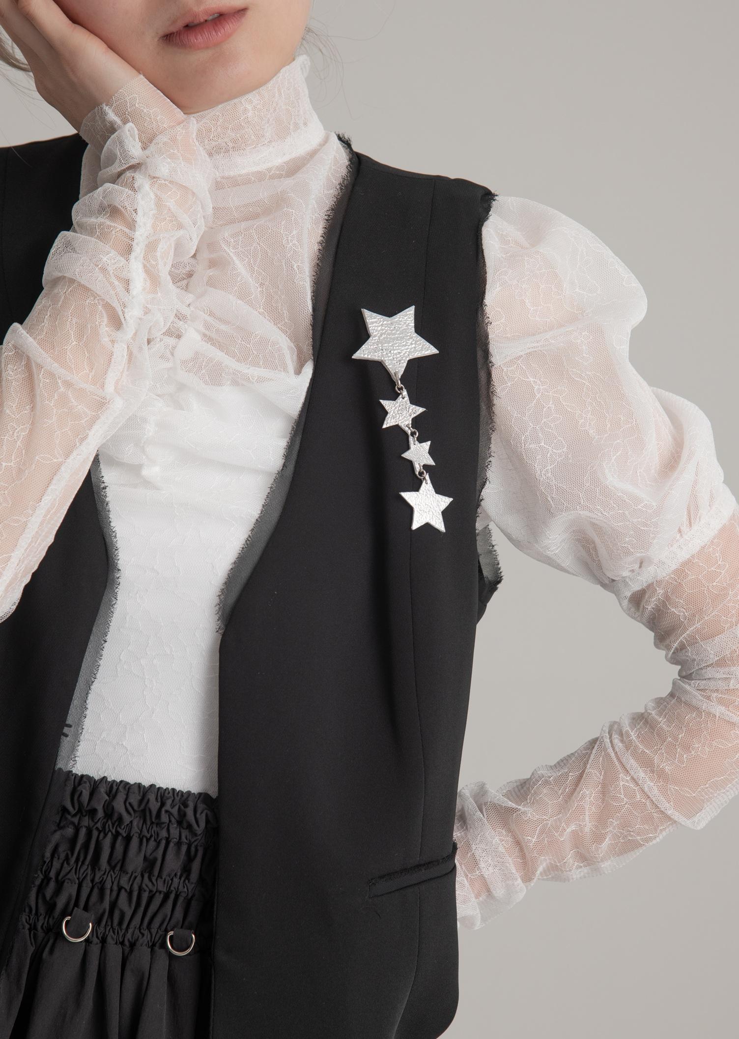 レザースターピンブローチ（ねがい星006-BLC）ねがい星シリーズ